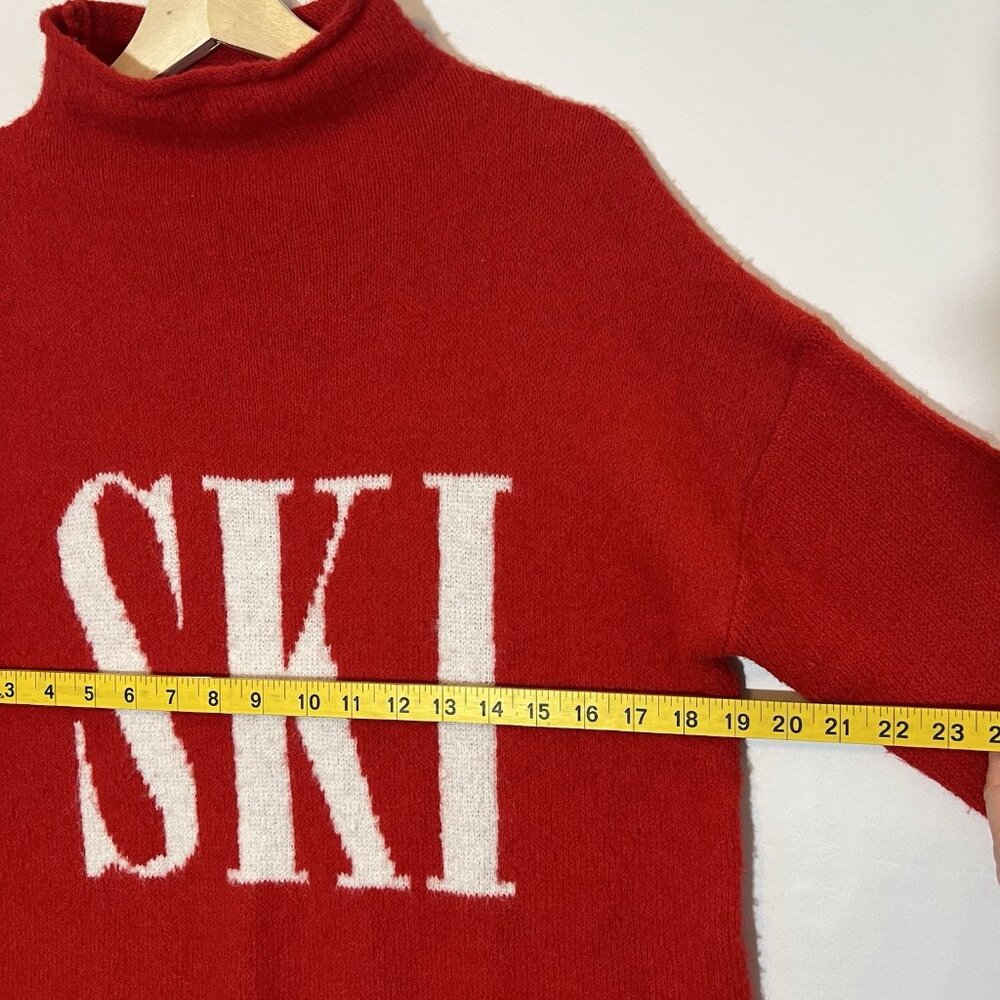 Cupcakes & Cashmere Women’s Red Ski Knit Sweater Medium Size Oversized Christmas - Picture 6 of 9